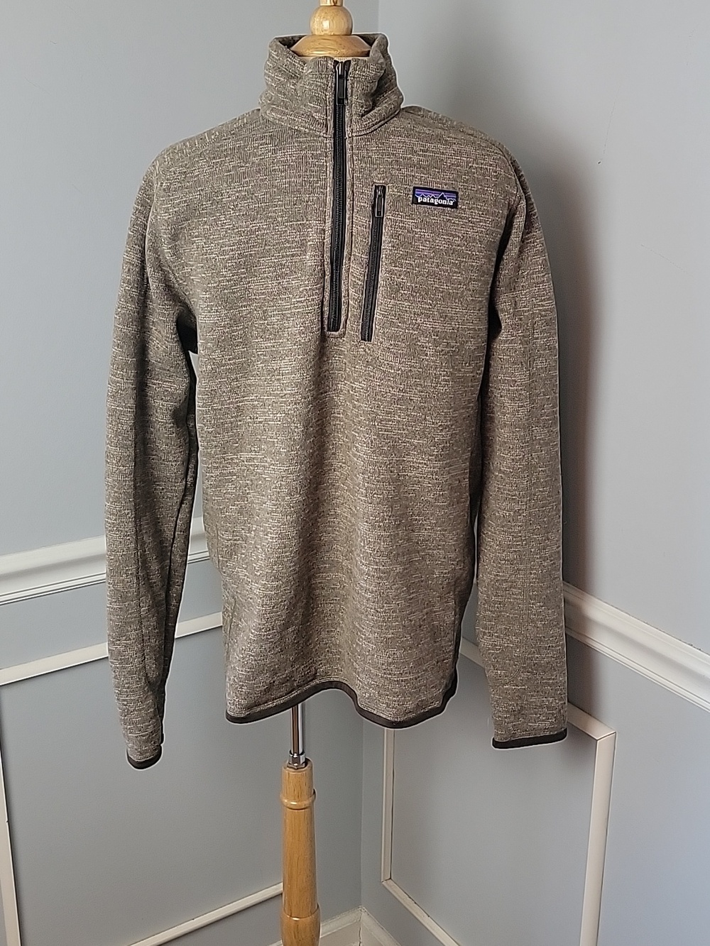 PATAGONIA Brown Marled Better Sweater 1/4 Zip Mock Neck Knit‎ Pull Over Jacket M